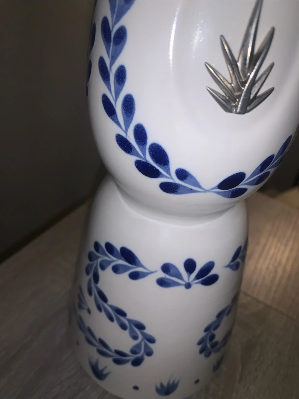 CLASE AZUL Hand-Painted Blue and White Ceramic BOTTLE EMPTY